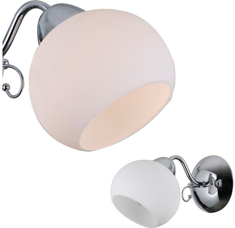 Italux Masseri - Stilisierte Wandleuchte Chrom, Weiß 1 Licht mit weißem Schirm, E27