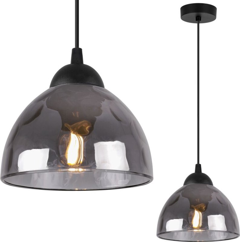 Venice Hängelampe 1 Flach Graphit Lampenschirm E27