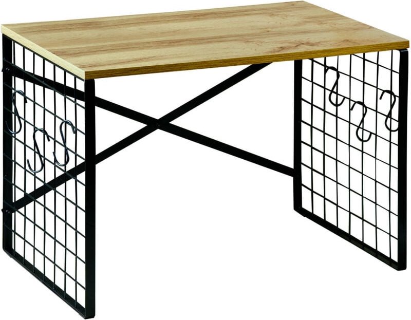 Thumbnail - Kesper - Metallregal für die Küche mit Haken und Eichenholzdekor, 52 x 32,5 cm