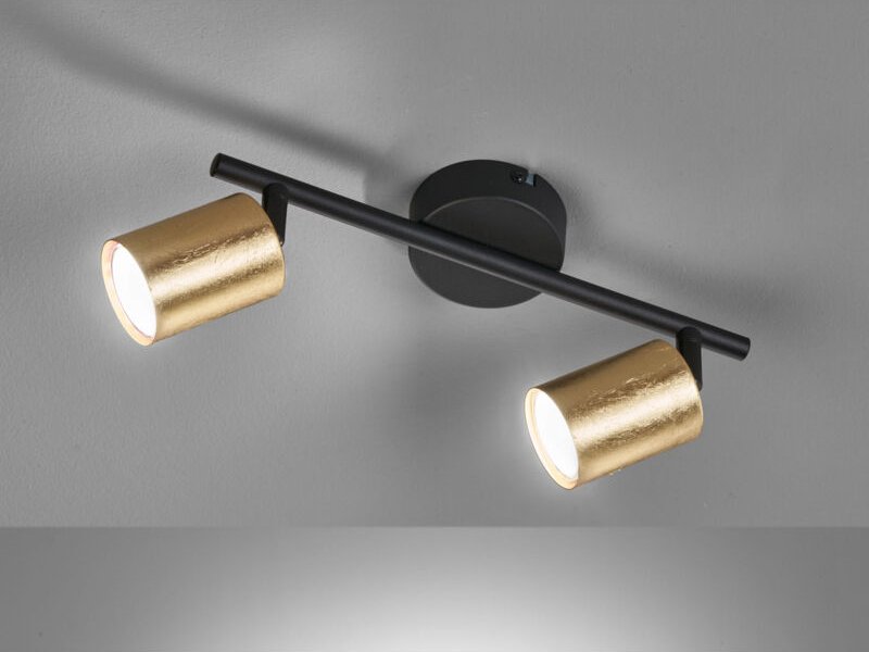 LED Deckenstrahler VANO Schwarz Gold 2-flammig, Breite 30cm