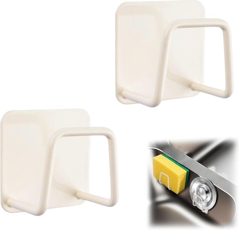 Set mit 2 selbstklebenden Edelstahl-Schwammhaltern für Spüle, Seife, Schwämme, hochwertige, rostfreie Halter, Küchenzube...