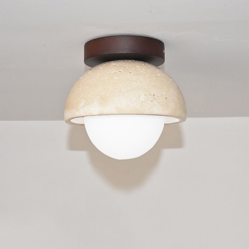 Nordic Deckenleuchte Rund Deckenlampe Holz Acryl Travertin Küchenlampe für Schlafzimmer Flur Keller - Kaltweiß Licht