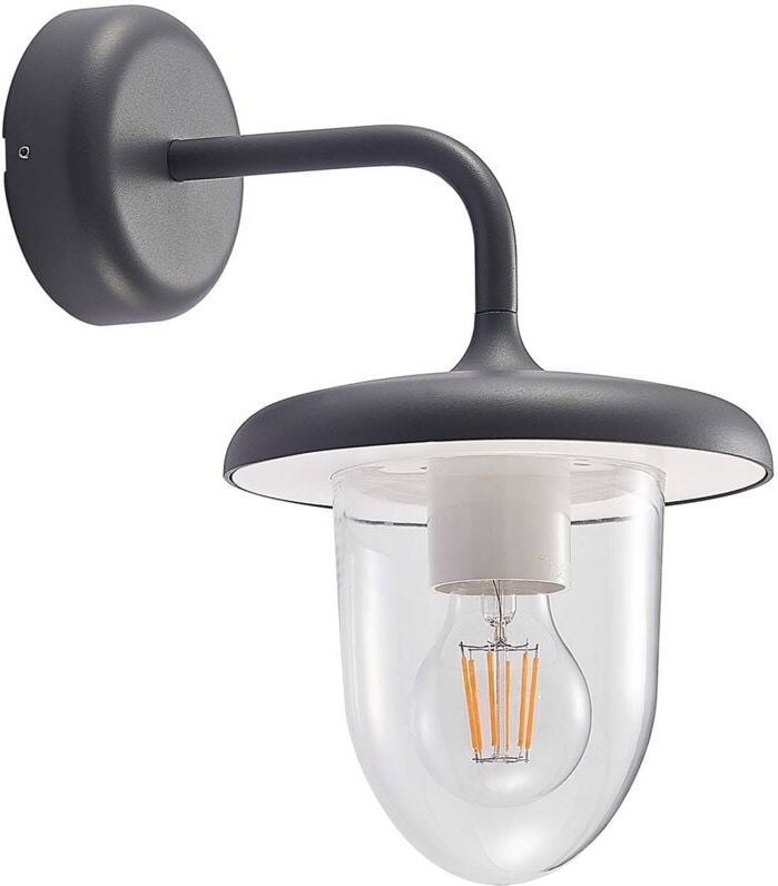 Prios - Larkumi Außenwandlampe mit E27-Fassung - dunkelgrau, klar
