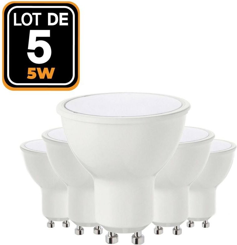 5 LED-Lampen 5W GU10 Warmweiß 3000K Hohe Helligkeit
