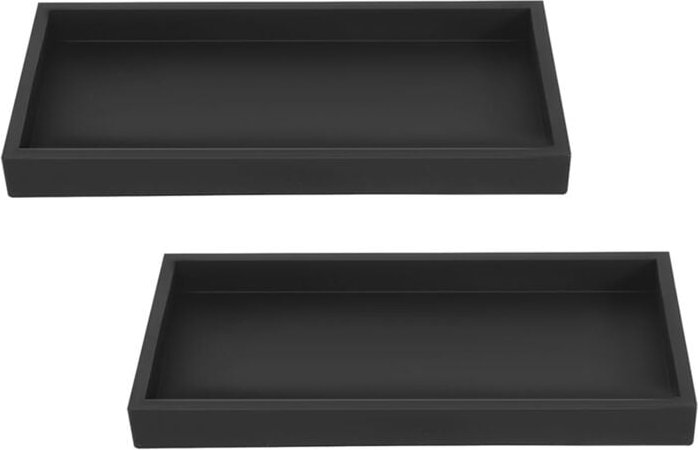 2er Set Badezimmertablett, Dekotablett, Schwarzes Silikon-Ablagetablett, Kleines Tablett für Waschbecken, Badewanne-Rech...