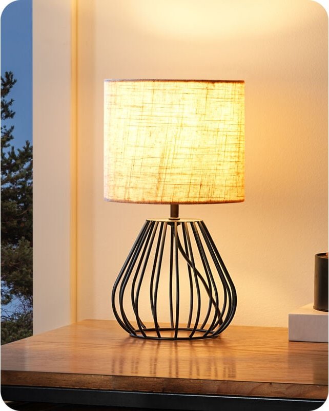 EDISHINE Nachttischlampe, H29cm, 2700K Warmweiß, Moderne Tischlampe Industrial mit E14 Leuchtmittel, Vintage Tischleucht...