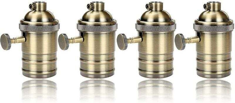 ZVD-E27 Lampenfassung Retro Pendelleuchte Massiv Keramik Adapter 4 Stück Vintage Messing Fassung