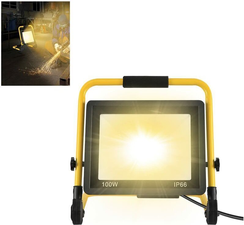 Baustrahler LED Baustellen Flutlicht Arbeitsscheinwerfer Baustellenlampe Tragbare Arbeitsleuchte inkl. Standgestell und ...