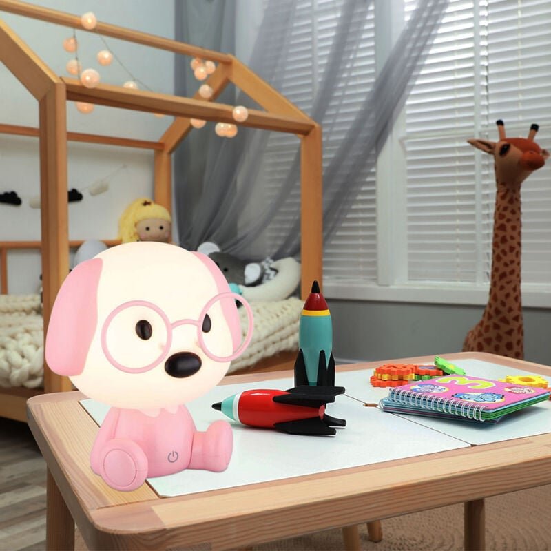 Globo Lighting - led Kinderlampe Tischleuchte Nachttischlampe Hund pink Touchdimmer Tischlampe, 1W 32lm warmweiß, LxH 18...