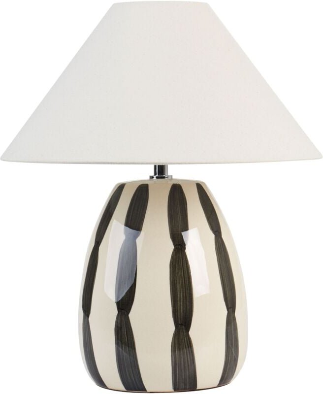 Thumbnail - Schreibtischlampe Beige und Schwarz Keramik 41cm Handgefertigter weißer Kegelschirm Nachttisch Wohnzimmer Schlafzimmer B...