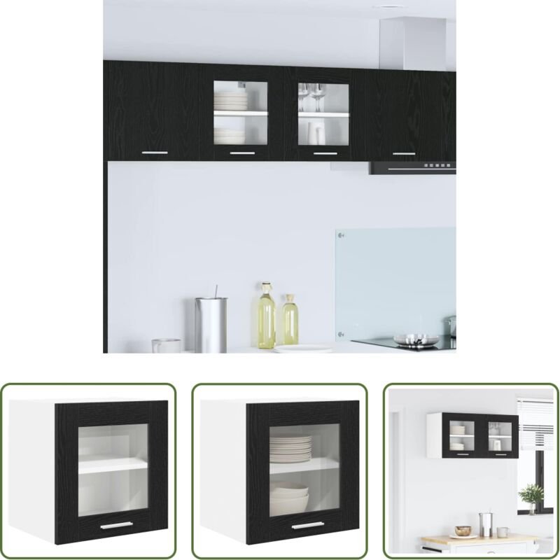 Holzwerkstoff - Hängeschrank Schwarz Eichen-Optik 40 x 31 x 40 cm Holzwerkstoff