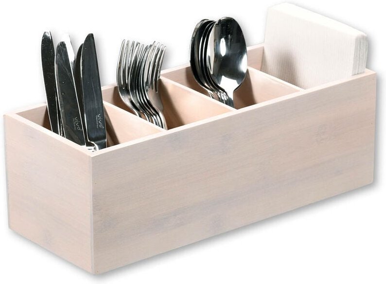 Kesper - Bambusbehälter für Besteck, Servietten, 4 Fächer