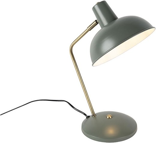 Retro Tischlampe grün mit Bronze - Milou