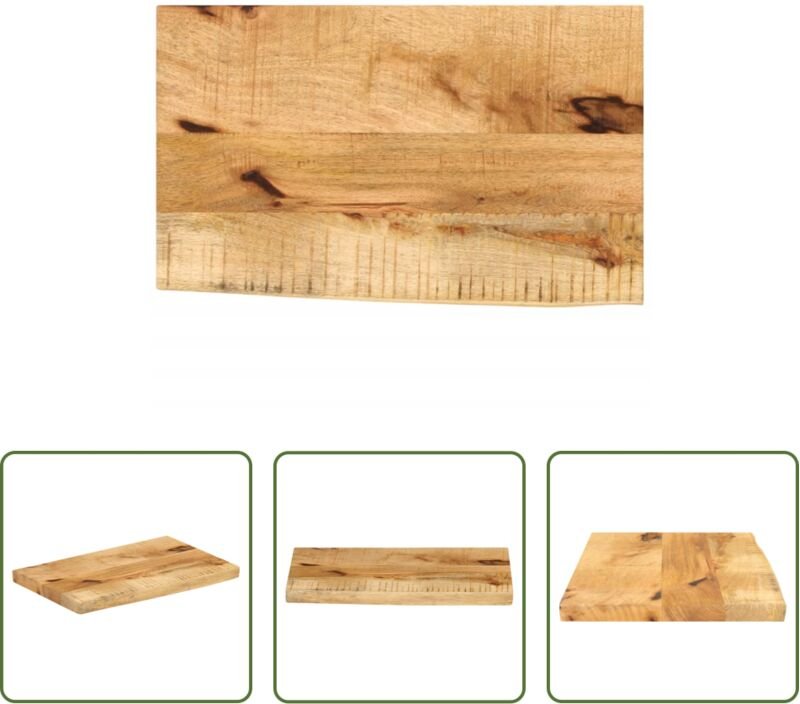 vidaXL Baumkante - Tischplatte 60x30x3,8 cm Baumkante Massivholz Raues Mangoholz