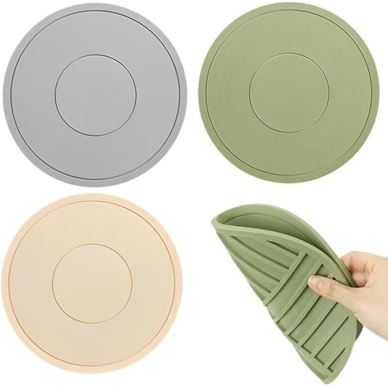 Set mit 3 rutschfesten und hitzebeständigen Silikonuntersetzern in drei verschiedenen Farben, Tischuntersetzer, Silikonu...