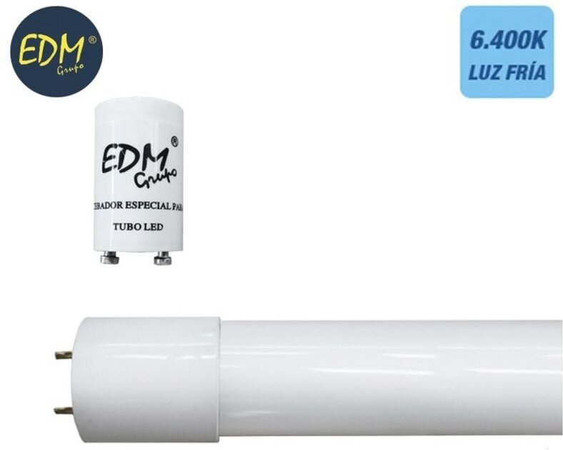 EDM - T8 LED-Röhre 18 w, 2000 lm, 6500 k Kaltlicht, entspricht 36 w, ø2,6 x 120 cm