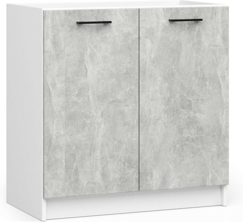Thumbnail - Küchenschrank Akord oliwia modular S80 Unterschrank für Küchenspüle Weiß 80 cm 2 Türen Regal Front Beton B80 x H82 x T46...