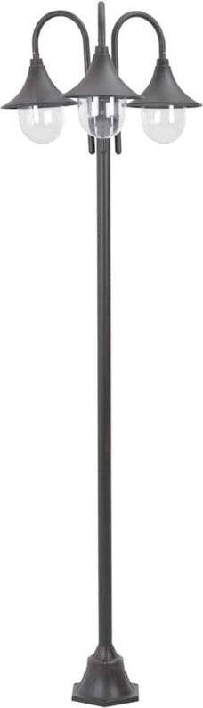 Garten-Pollerleuchte E27 220 cm Aluminium 3-Laterne Bronze - Vidaxl