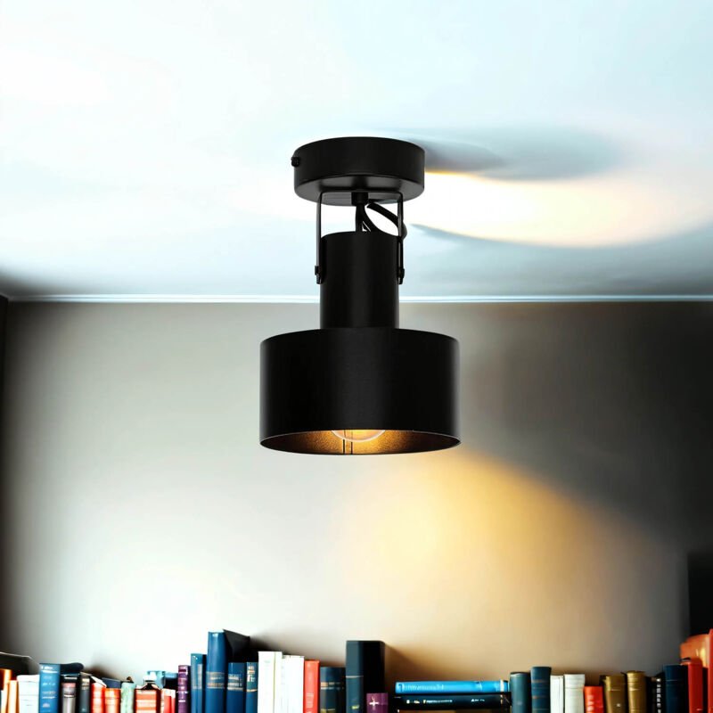 Spot Lampe E27 Schwarz Metall Küche Wandleuchte Deckenlampe