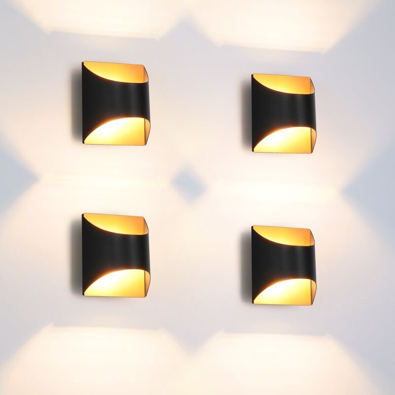 Wandleuchte Innen Wandlampe Schwarz Gold - Up Down Flur Wandlampen Treppenhaus Leuchten Vintage G9 Keramik Wandbeleuchtu...