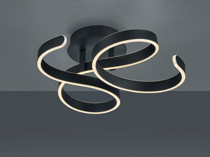 Led Deckenlampe francis Anthrazit Stufen Dimmer, geschwungen ø 54cm