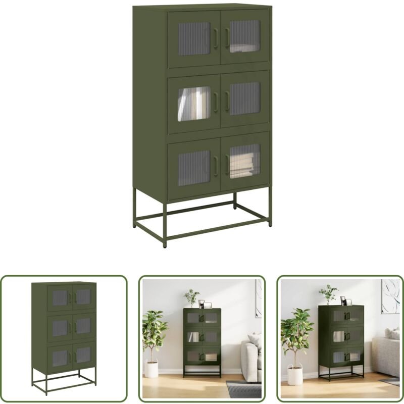 Stauraum - Highboard Olivgrün 68x39x123 cm Stahl