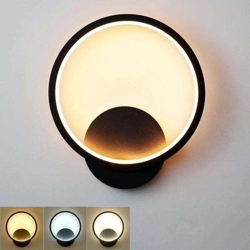 Odipie - 12 w LED-Innenwandleuchte, schwarze runde Design-Wandleuchte, Warmweiß, Naturweiß, Kaltweiß, drei Beleuchtungsm...