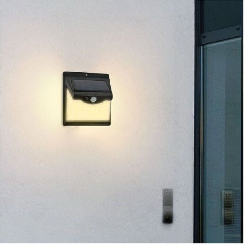 Trade Shop Traesio - Trade Shop - LED-Wandleuchte Sparetto mit Solarpanel kaltes Licht 6500K IP65 SO-A3 -