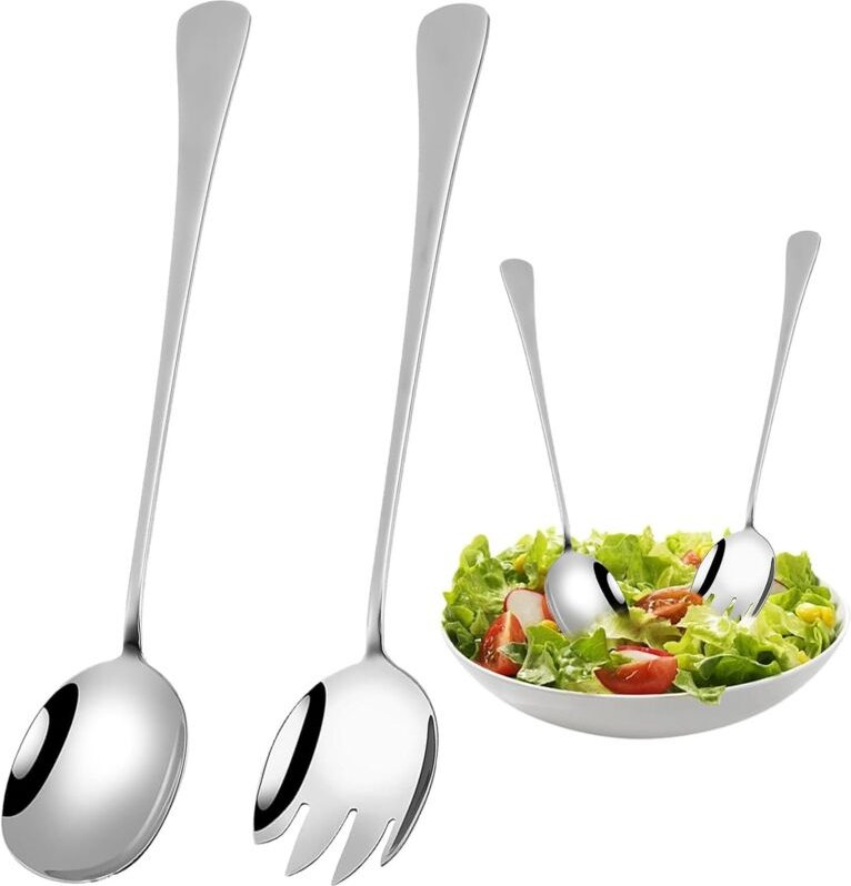 2-teiliges Salatbesteck, Salatbesteck, Salatbesteck aus Edelstahl, Salatbesteck, Salatbesteck mit langem Griff, Salatbes...
