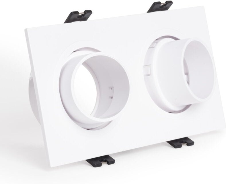 Downlight-Ring Quadratisch Schwenkbar mit niedrigem UGR für drei LED-Glühbirnen GU10 / GU5.3 Schnitt 75x150 mm Suefix We...