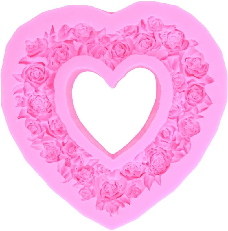 Große, rosa Silikon-Kuchenform, Dekorationszubehör, Herz- und Kronenform, Fondant-Glitzer zum Dekorieren, große Schüssel...