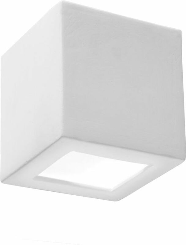 Glas Wandlampe Innen modern Up and Down Wandleuchten Wandleuchte Keramik, weiß Überstreichbar, 1x E27, LxBxH 15x15x15 cm