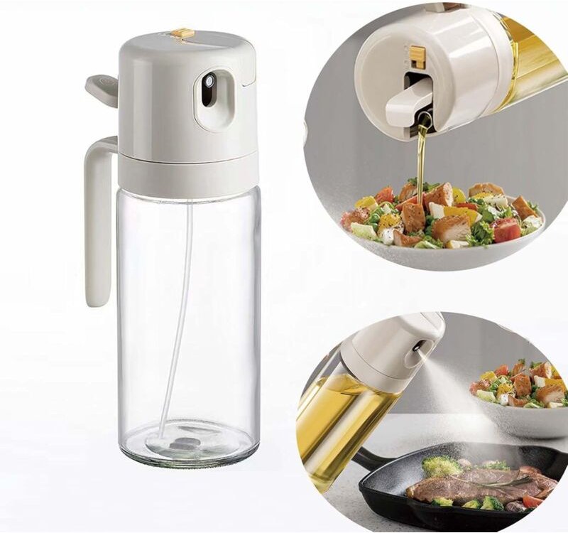 CCYKXA Küchenölspray, Olivenölspray, 2-in-1-Küchenölspray, Premium-Ölspray zum Kochen und für die Heißluftfritteuse, 600...