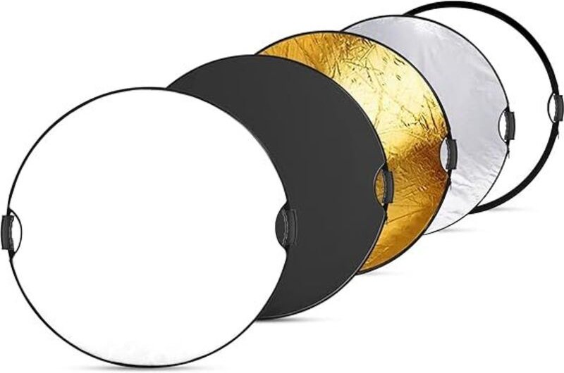 5-in-1 Faltbarer Mehrscheiben-Lichtreflektor/Diffusor, durchscheinend/silber/gold/weiß/schwarz, mit Griffen