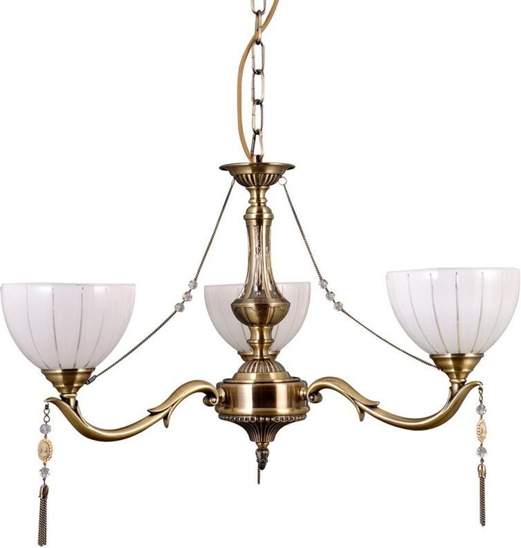 Italux Baxio - Stilisierte Kronleuchter Golden 3 Light mit Milch, Glasschirm, E27