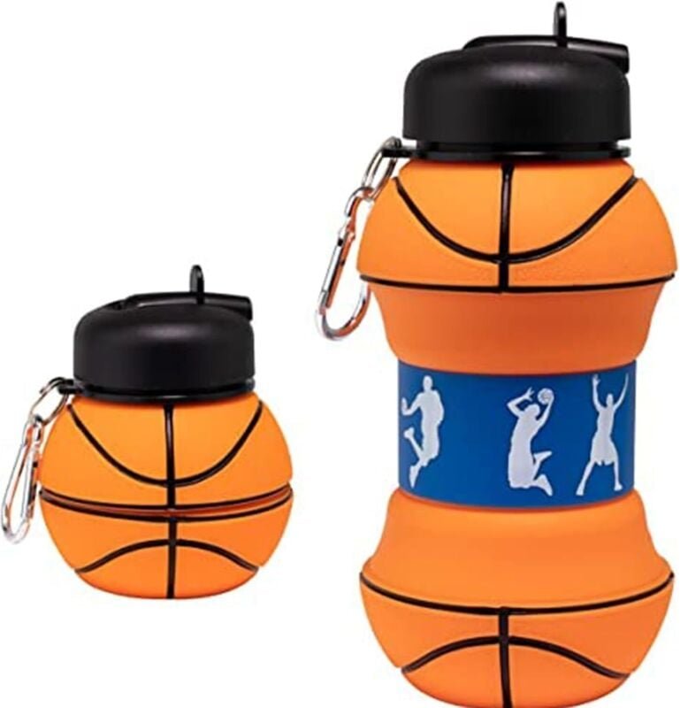 Faltbare faltbare Wasserflasche mit Saugdüse, wiederverwendbare auslaufsichere faltbare Wasserflasche, Basketballform fü...