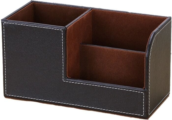 Tlily - Schreibtisch-Organizer aus Leder, Halter für Bürobedarf, Aufbewahrungsbox für Schreibtisch-Schreibwaren für Visi...