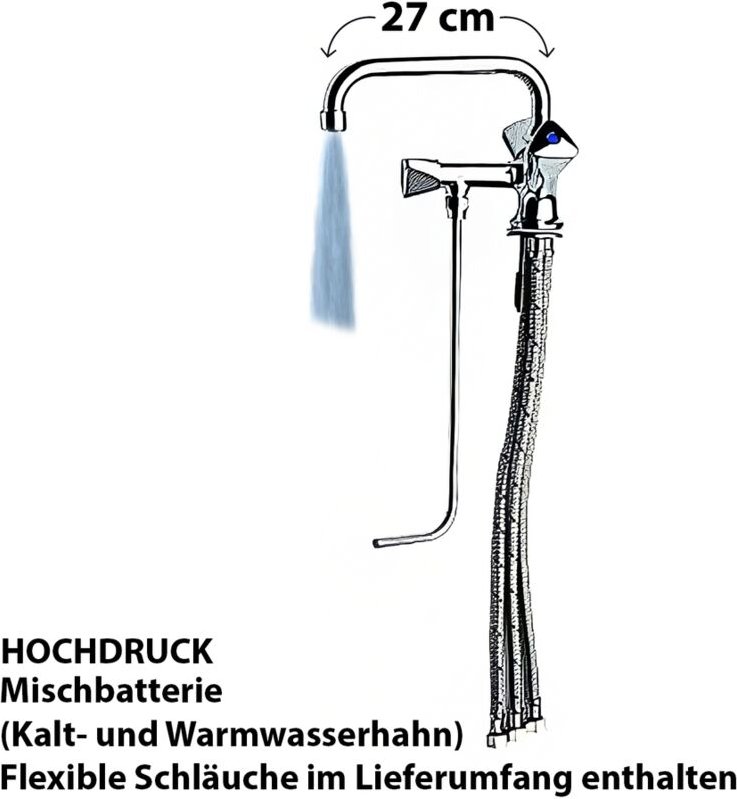 Ich-zapfe - Wasserhahn, Küchenarmatur, Wasserarmatur - Mischbatterie für 1 Becken Hochdruck