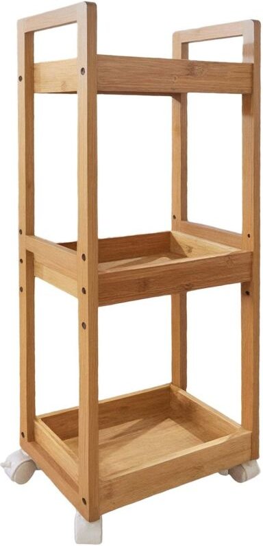 Bambus-Aufbewahrungswagen mit 3 verstellbaren Ablagen