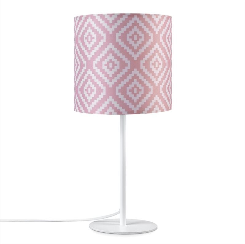 Paco Home - Wandleuchte Stofflampenschirm Tischlampe Nachttischlampe E14 Vintage Retro Rund Tischleuchte - Weiß, Design ...