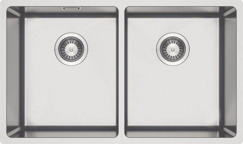 Stahlspülbecken 2 Becken gebürstete Oberfläche "Egeria" 74cm lang
