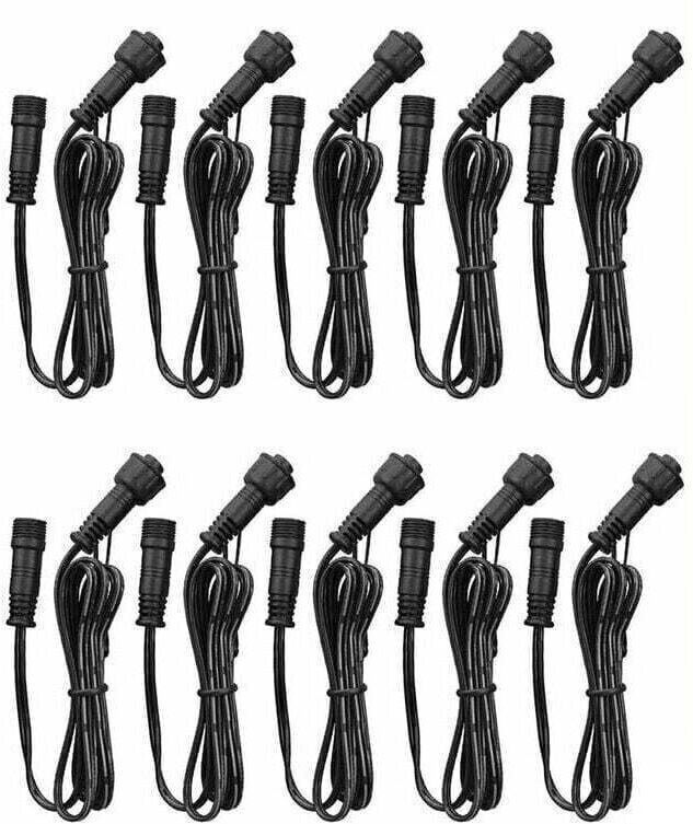 Verlängerungskabel, 10er-Pack, für LED-Einbaustrahler, IP67 wasserdicht, 1 m / 3,3 Fuß, 2-polig, mit Stecker und Buchse