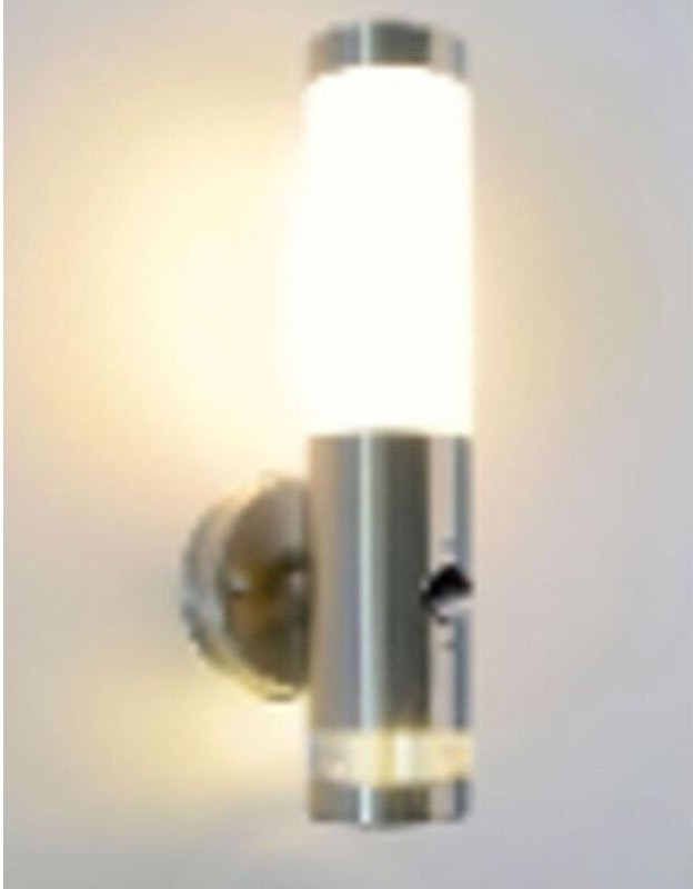 Licht-erlebnisse - Außenwandlampe Edelstahl Bewegungssensor E27 IP44 34 cm hoch in Silber Weiß Modern
