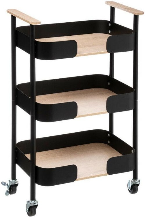 Servierwagen 3 Ebenen mit Rollen Höhe 74.6 cm atmosphärisch - naturel