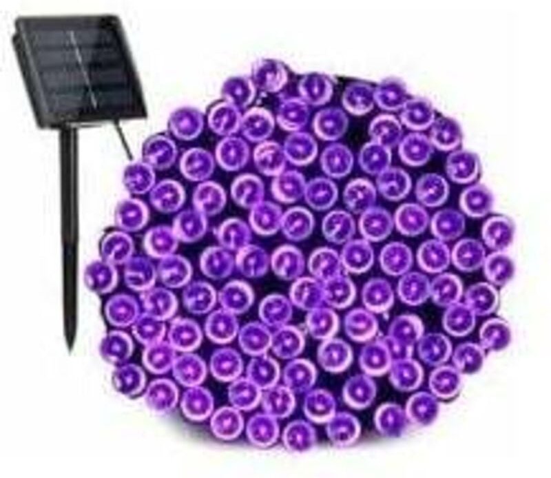 Solarbetriebene violette Weihnachtsbeleuchtung, 22 m, 200 LEDs, wasserdicht. Dekoration für den Außenbereich, Gärten, Te...