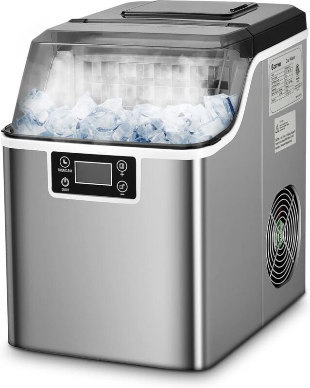 GOPLUS Eiswürfelmaschine, Eiswürfelbereiter, Ice Maker, Produktionszeit 15-20 min, 18 kg/24 h, Timer bis 24 h, 3,2 L Was...