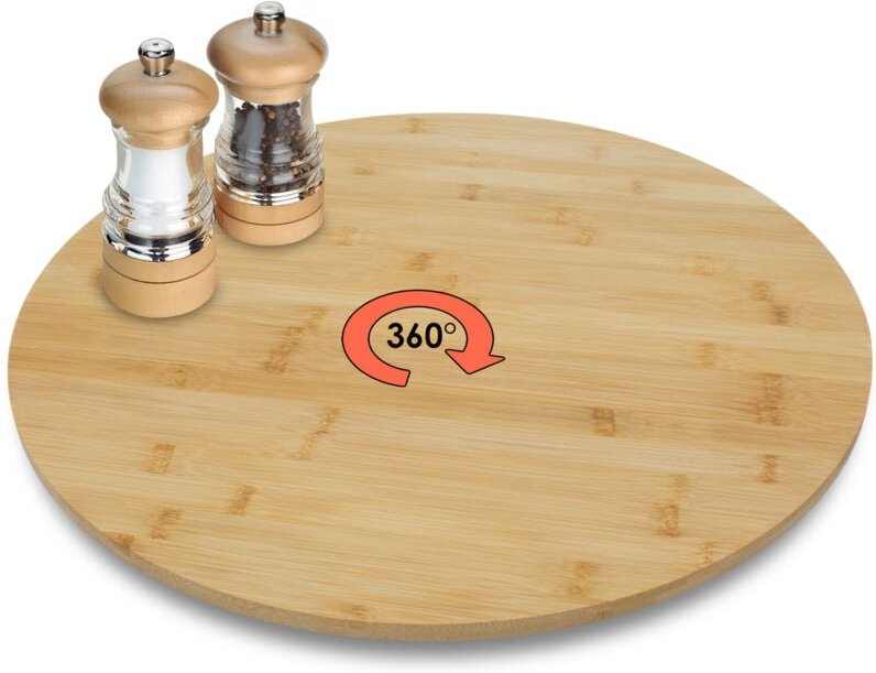 XXL Bambus Servierplatte drehbar - 50 cm - Holz Drehteller für Käse Wurst und Snacks