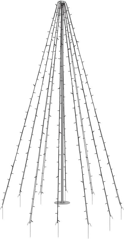 ECD Germany Fahnenmast Lichterkette, 10 Stränge à 8 Meter mit 360 LED in Warmweiß für Bäume, inkl. 10 Heringen und 10 Ka...