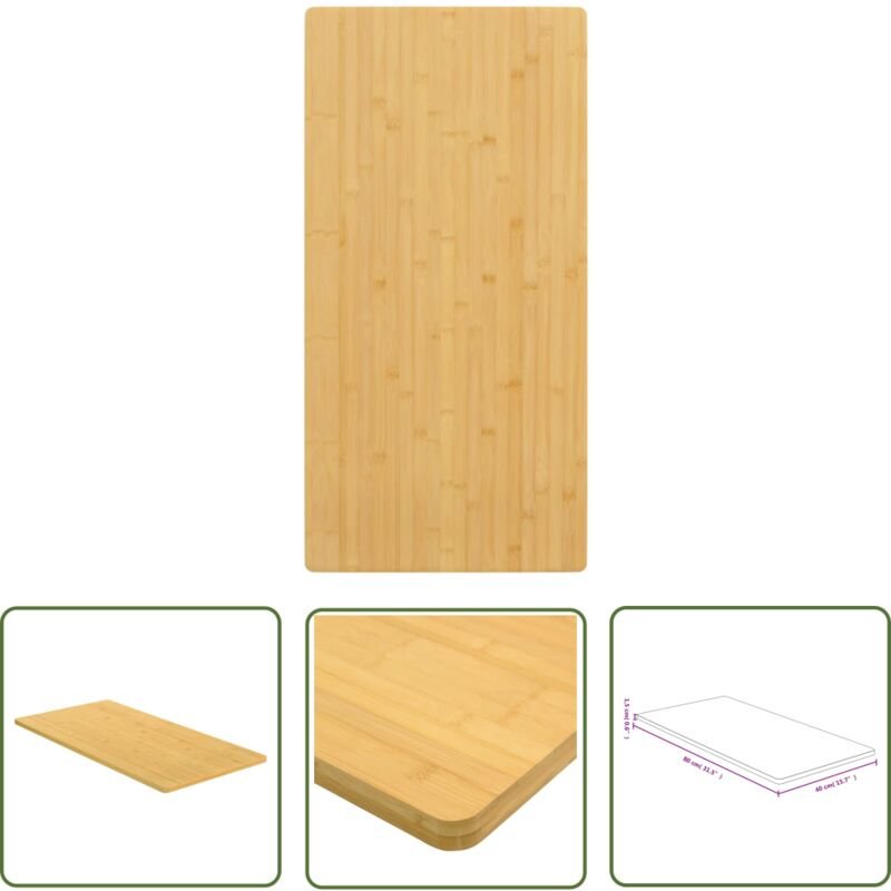 The Living Store Tischplatte 40x80x1,5 cm Bambus - Bambus Platte - Esstischplatte - Wohnzimmer Deko - Couchtischplatte -...