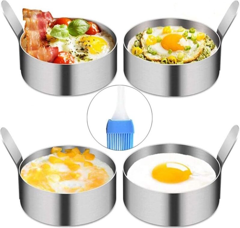 Pancake Form Egg Ring, 4 Pack 9cm Spiegeleiform Ei Ring zum Kochen von Spiegelei/Pfannkuchen/Omeletts und mehr, Antihaft...